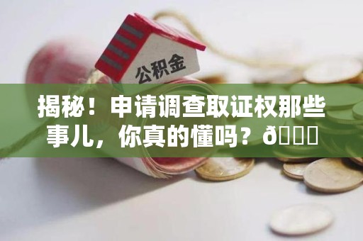 湾里揭秘！申请调查取证权那些事儿，你真的懂吗？😎